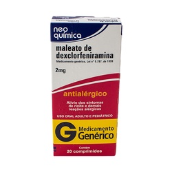 Maleato Dexclorfeniramina 2mg C/20cpr
