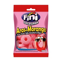 Fini Balas Gelatina Aros Morango 100g