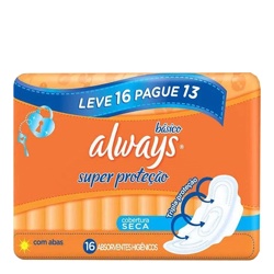 Absorvente Always Super Prot Seca C/abas 16uni